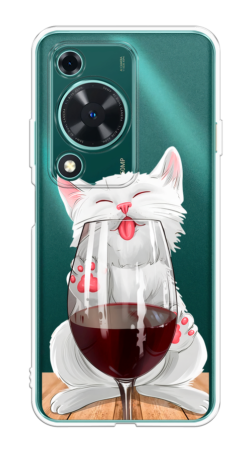 

Чехол на Huawei Nova Y72 "Кот с бокалом", Прозрачный;белый;красный, 6123650-1