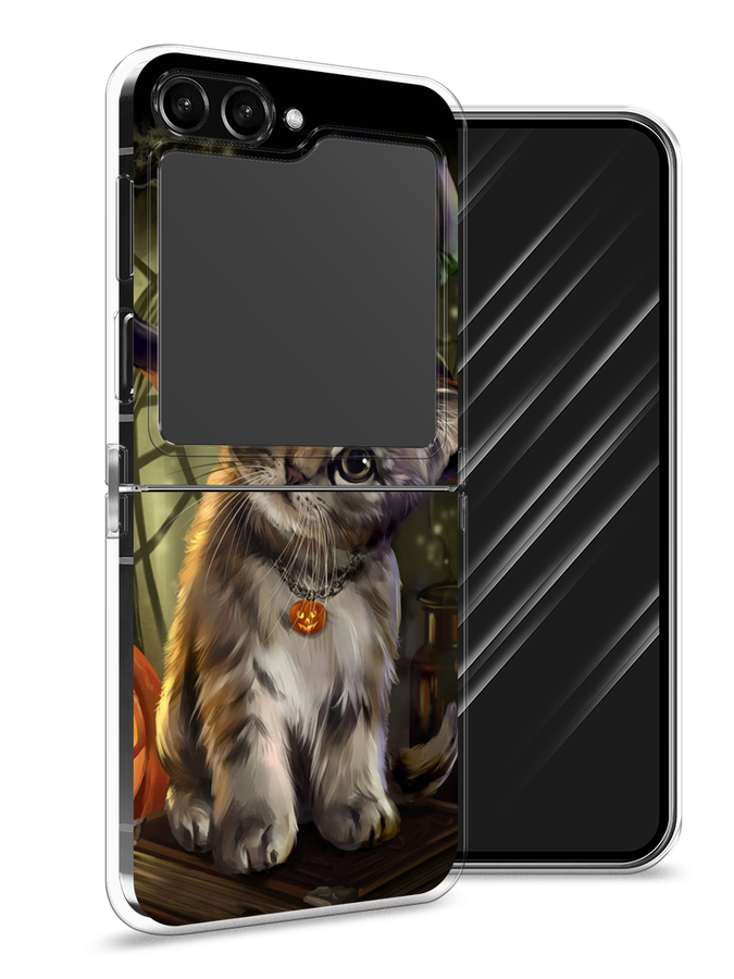 

Чехол Awog на Samsung Galaxy Z Flip 5 "Кот на Хэллоуин", Зеленый;серый, 2108350-2
