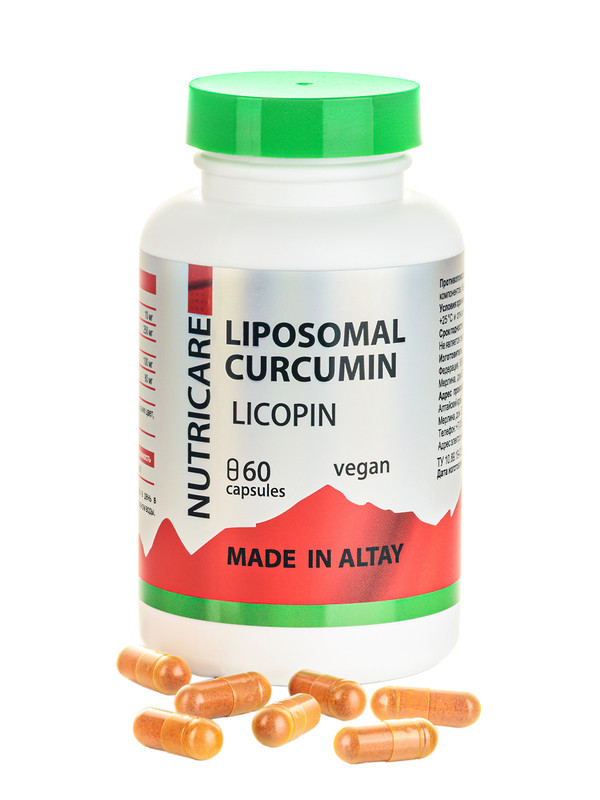 Liposomal Curcumin Для сердца с ликопином, веган, 60 капсул