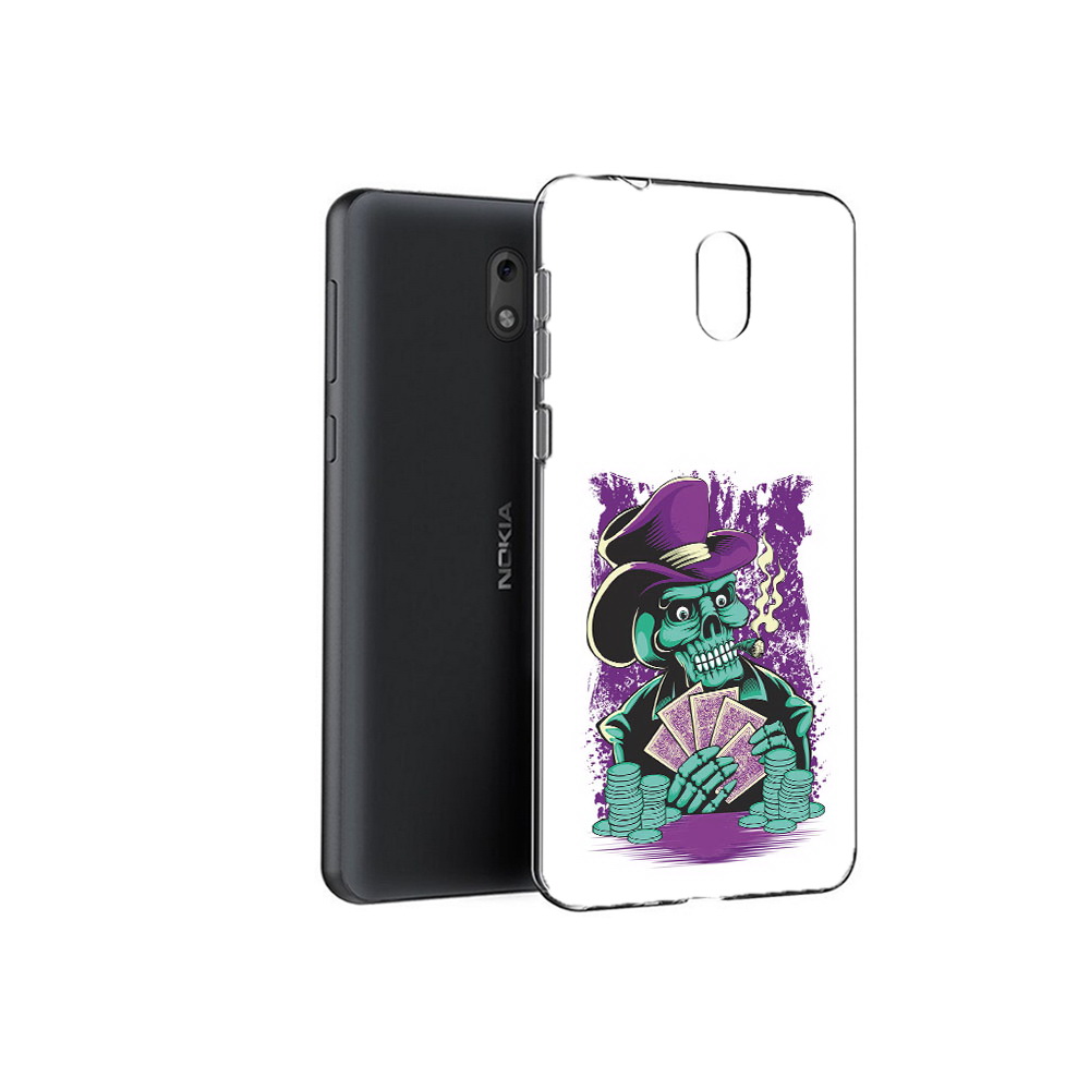 

Чехол MyPads Tocco для Nokia 2.1 зеленый череп с картами (PT114269.92.361), Прозрачный, Tocco