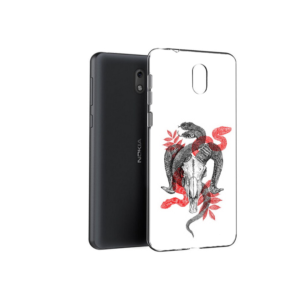 

Чехол MyPads Tocco для Nokia 2.1 змея в черепе рисунок (PT114269.92.365), Прозрачный, Tocco