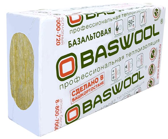 

Теплоизоляция BASWOOL ФАСАД 120 (1200*600*100), уп.0,216 м3