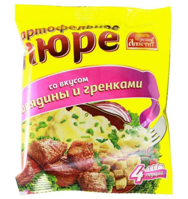 

Пюре Русский аппетит картофельное с говядиной и гренками 120 г