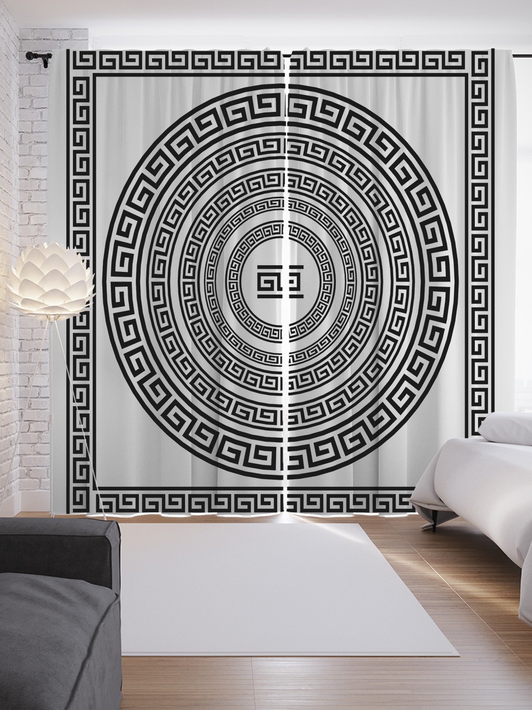 

Шторы JoyArty с фотопечатью "Древнегреческий орнамент" из сатена, 290х265 см, Древнегреческий орнамент