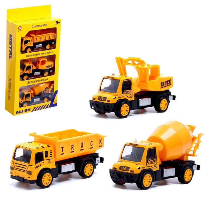 Набор металлических машин «Стройка», инерция, 3 штуки игровой набор пожарная служба 9949705 5 грузовиков в комплекте инерция