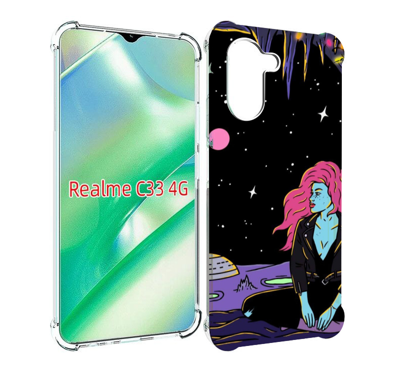

Чехол MyPads девушка с красными волосами в космосе женский для Realme C33 4G, Прозрачный, Tocco