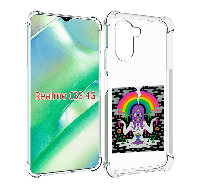 

Чехол MyPads девушка с радугой абстракция женский для Realme C33 4G, Прозрачный, Tocco