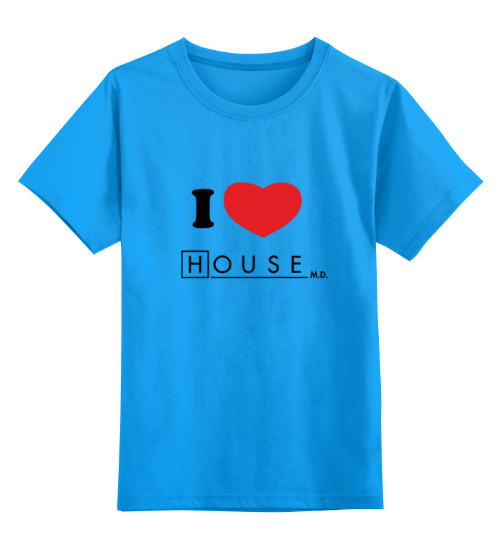 

Детская футболка классическая Printio I love house, р. 104, Голубой, 0000000674118