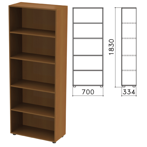 

Стеллаж Канц ШК31.9 (ш700xг330xв1830мм), 4 полки, цвет орех