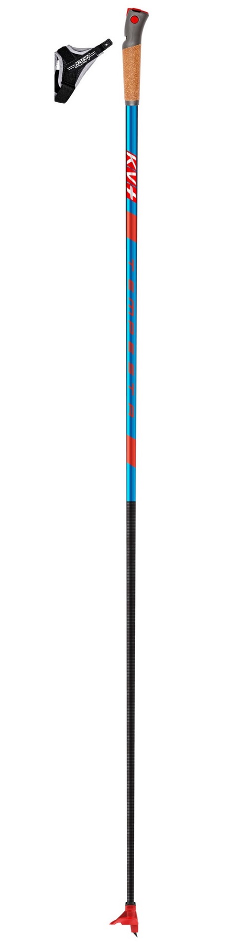 Лыжные палки KV+ TEMPESTA BLUE QCD 100% Carbon, cross country pole 23P007Q 152.5 cm