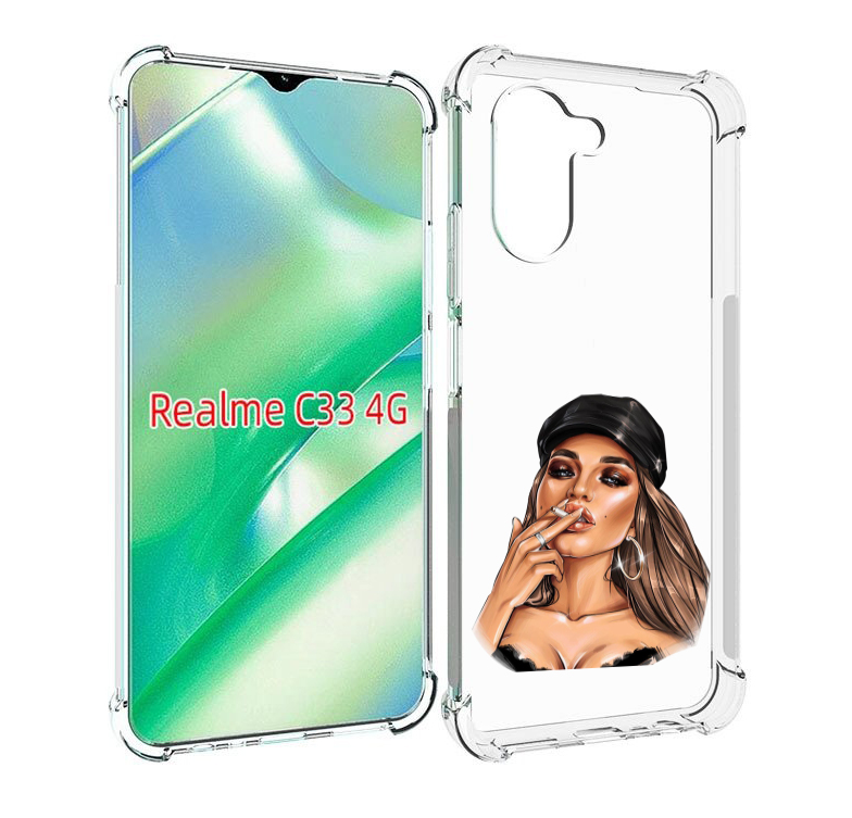 

Чехол MyPads девушка-в-шапке-с-сигаретой для Realme C33 4G, Прозрачный, Tocco