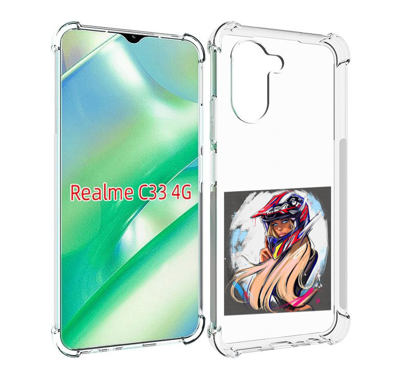 

Чехол MyPads девушка-в-шлеме для Realme C33 4G, Прозрачный, Tocco
