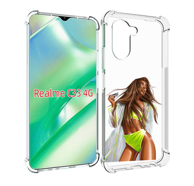 

Чехол MyPads девушка-модель-мулатка для Realme C33 4G, Прозрачный, Tocco