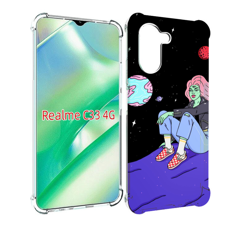 

Чехол MyPads девушка-на-луне-мультик для Realme C33 4G, Прозрачный, Tocco