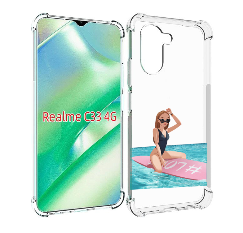 

Чехол MyPads девушка-на-серфе женский для Realme C33 4G, Прозрачный, Tocco