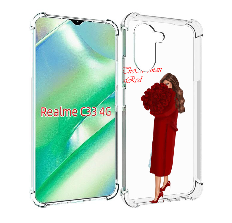 

Чехол MyPads девушка-полностью-в-красном женский для Realme C33 4G, Прозрачный, Tocco