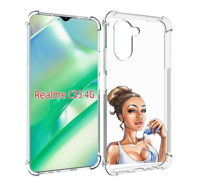 

Чехол MyPads девушка-пролила-краску женский для Realme C33 4G, Прозрачный, Tocco