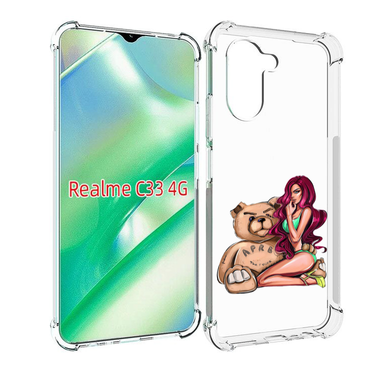 

Чехол MyPads девушка-с-большим-плюшевым-мишкой для Realme C33 4G, Прозрачный, Tocco