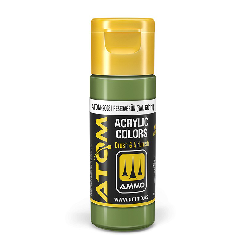 

Акриловая краска Ammo Mig Atom Color Зеленый цвет RAL 6011 Resedagrn RAL 6011 ATOM20081