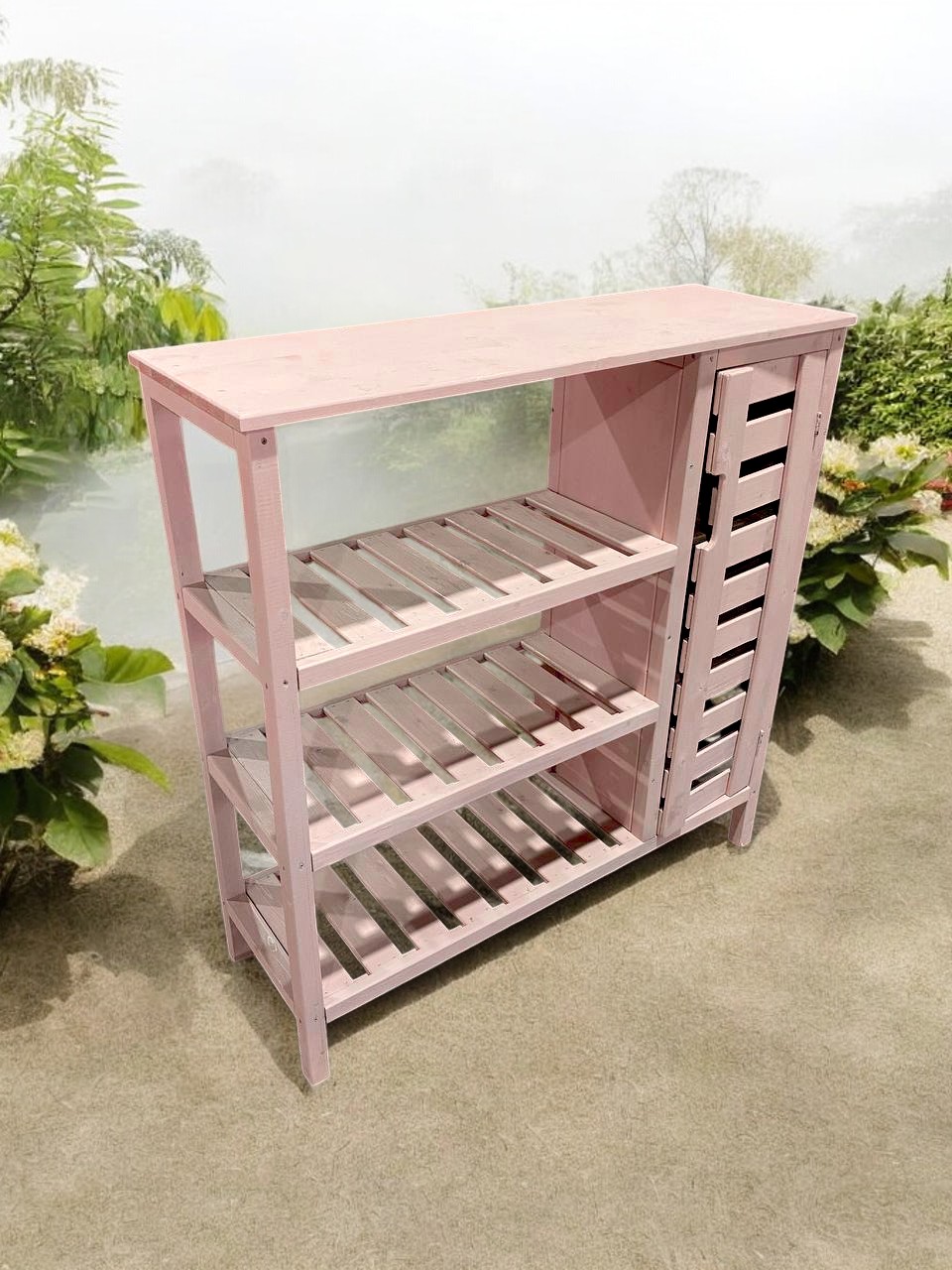 

Стеллаж с полками из массива хвои, розовый 120х124х40 см, 120х124х40, розовый