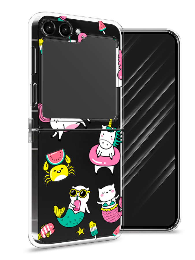 

Чехол Awog на Samsung Galaxy Z Flip 5 "На отдыхе", Белый;бирюзовый;розовый, 2108350-2