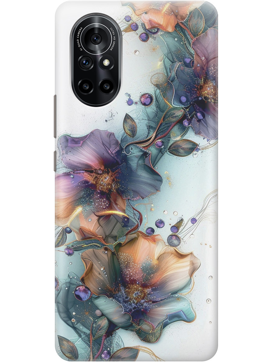 

Силиконовый чехол на Huawei Nova 8 с принтом "Мистические цветы", Прозрачный;белый;зеленый, 731079510