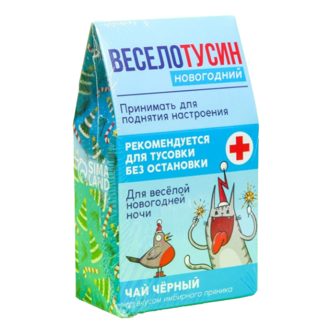 

Чай Фабрика счастья чёрный в домике Веселотусин новогодний имбирный пряник 20 г