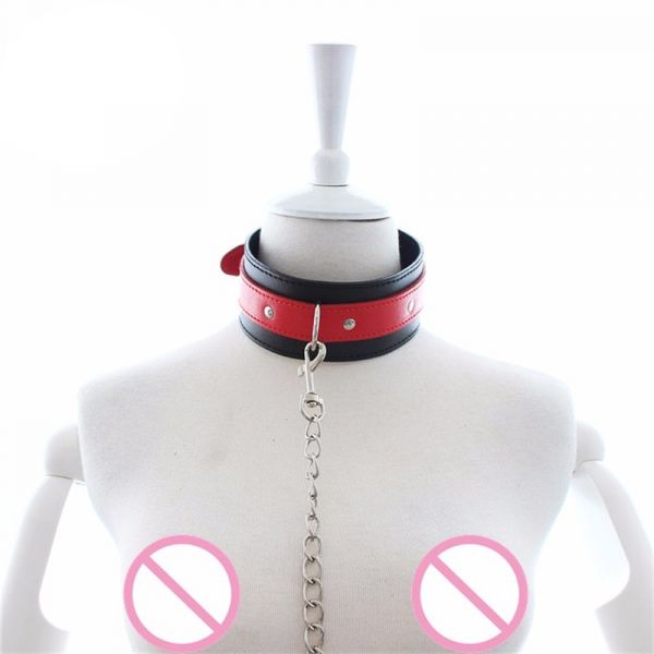 фото Ошейник kissexpo с поводком red-black