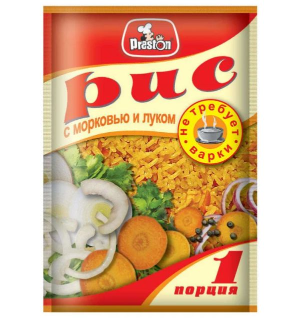 

Рис Preston с морковью и луком не требующий варки 40 г