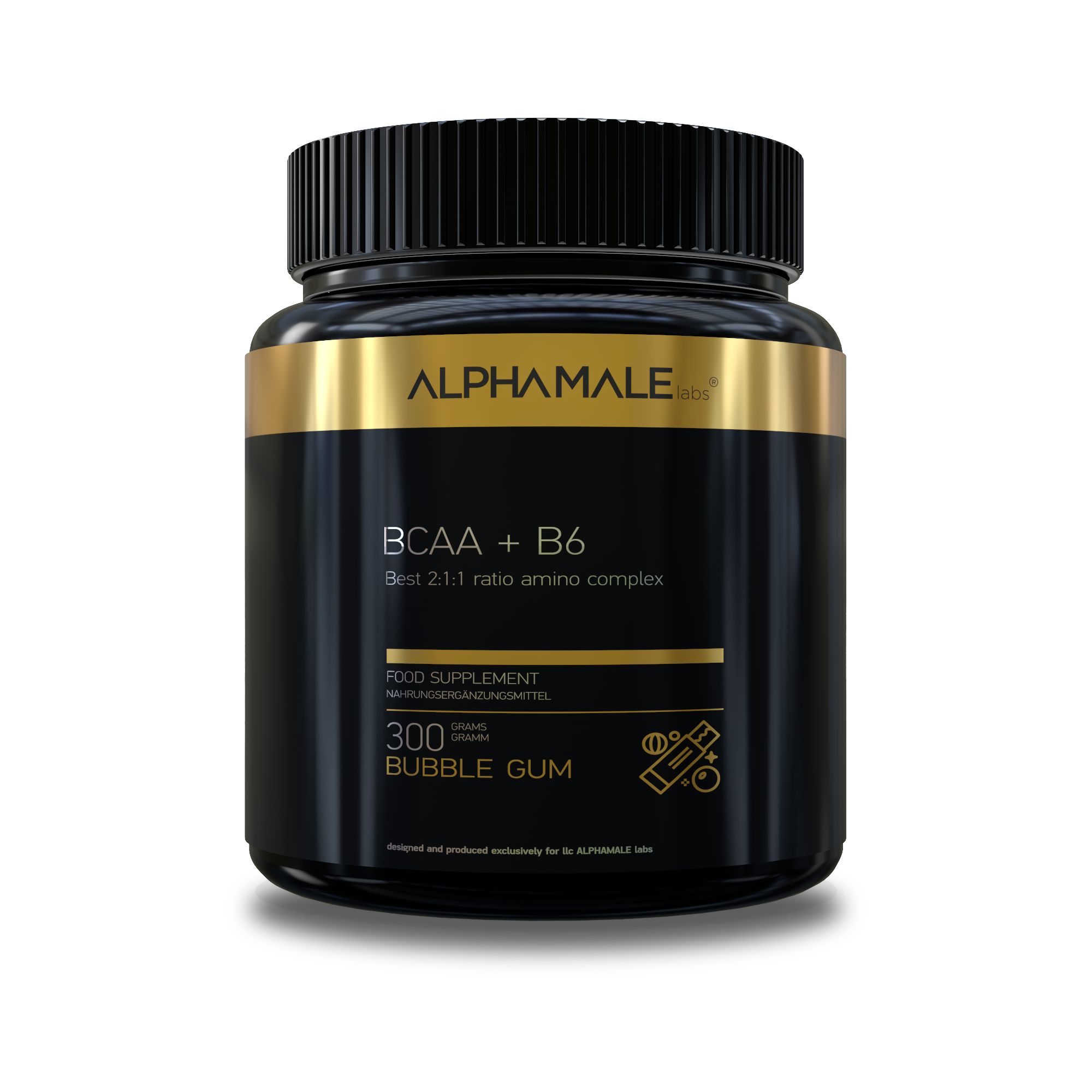 ALPHAMALE labs BCAA+B6 premium 300 г, баббл гам