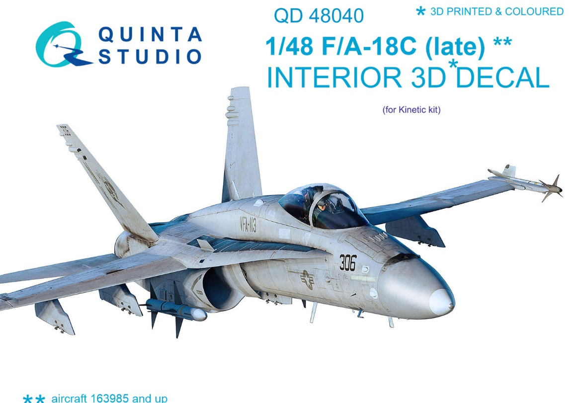 

QD48040 1:48 3D Декаль интерьера кабины F/A-18С late для модели Kinetic, Однотонный