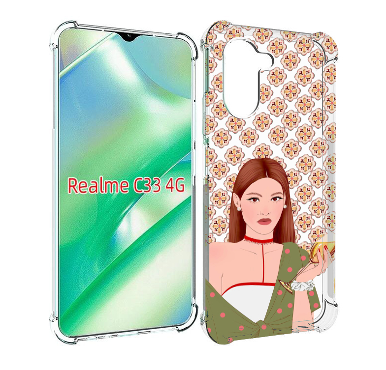 

Чехол MyPads девушка-с-вином-рисунок женский для Realme C33 4G, Прозрачный, Tocco