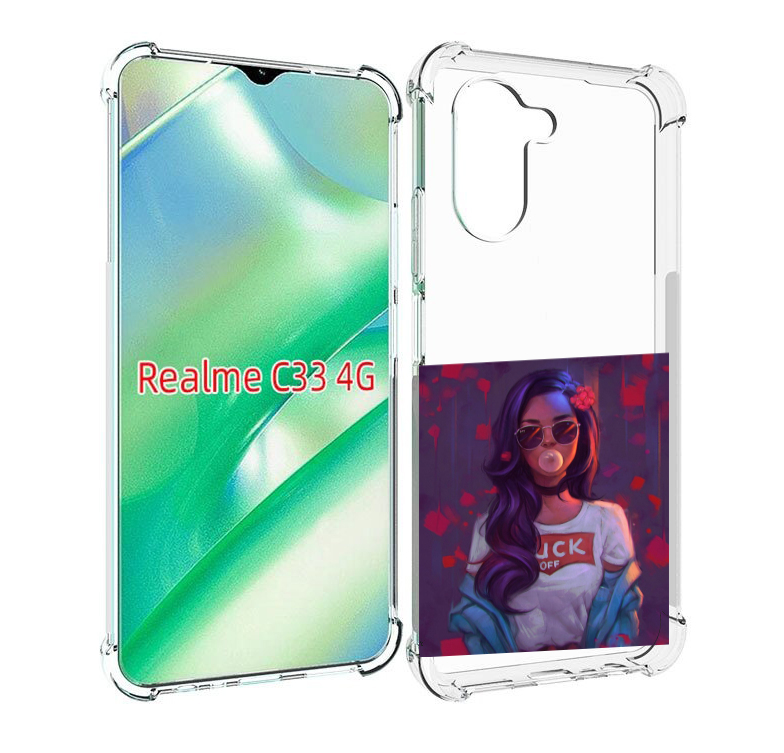 

Чехол MyPads девушка-с-жвачкой женской для Realme C33 4G, Прозрачный, Tocco