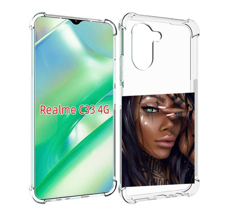 

Чехол MyPads девушка-с-зелеными-глазами-яркими для Realme C33 4G, Прозрачный, Tocco