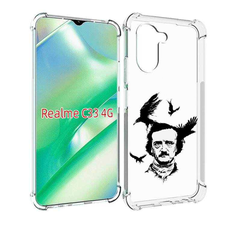 

Чехол MyPads Эдгар Аллан черно белый для Realme C33 4G, Прозрачный, Tocco
