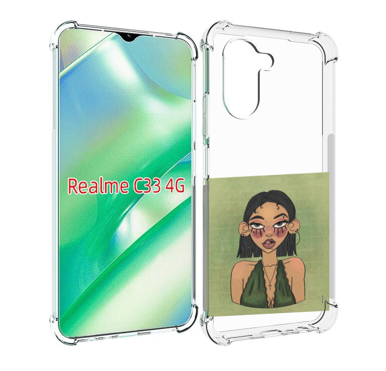 

Чехол MyPads девушка-с-каре-и-тату для Realme C33 4G, Прозрачный, Tocco