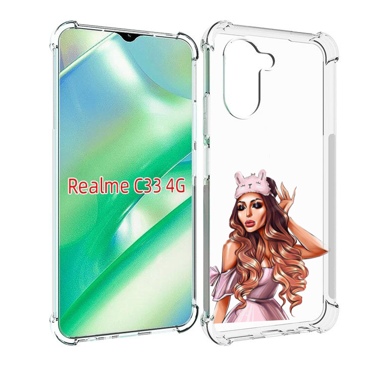 

Чехол MyPads девушка-с-маской-для-сна женский для Realme C33 4G, Прозрачный, Tocco
