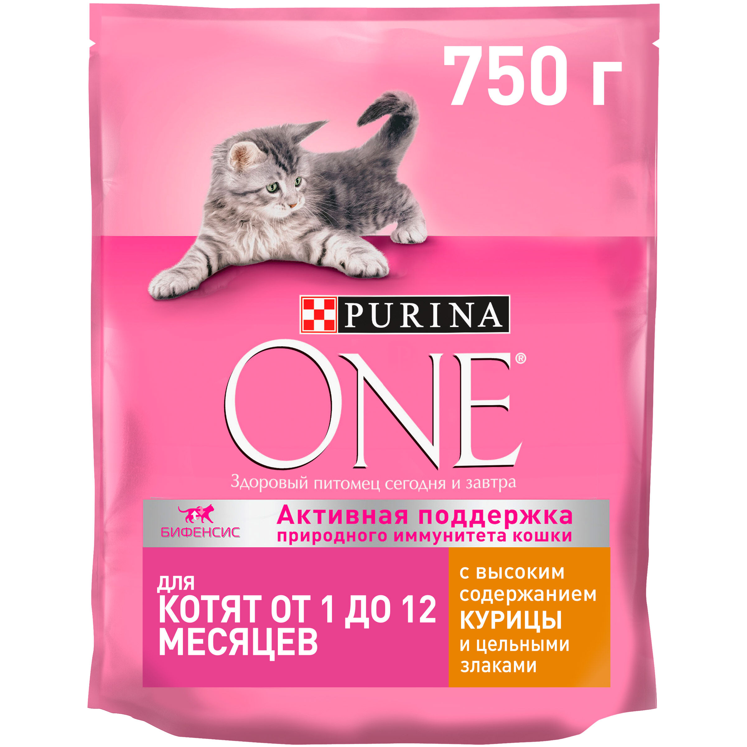 

Сухой корм для котят Purina ONE курица-цельные злаки, 8 шт по 750 г