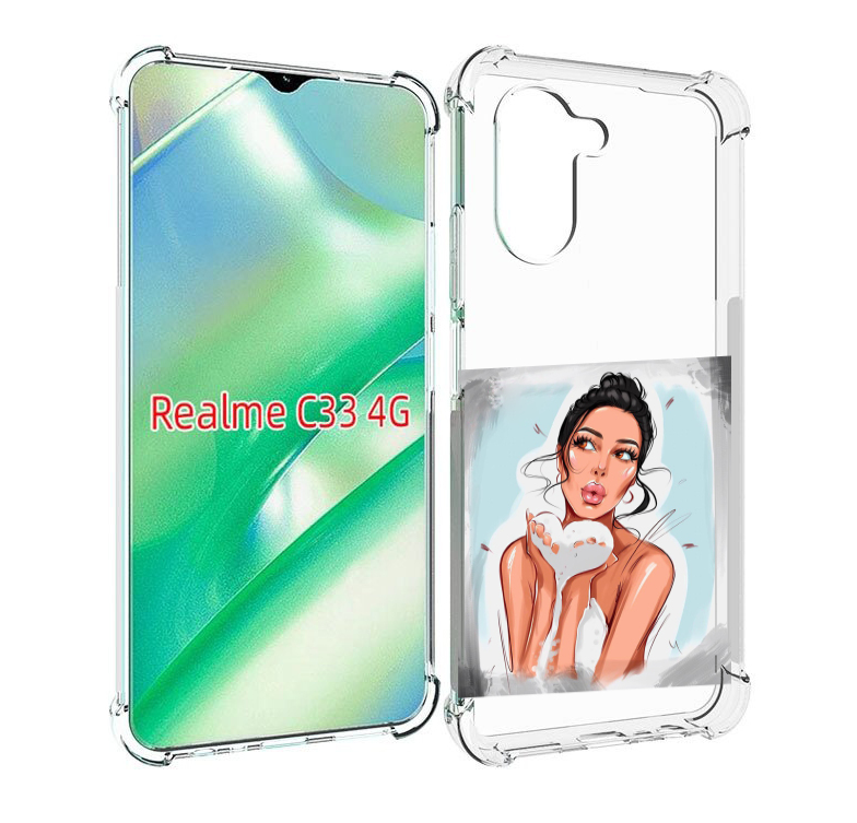 

Чехол MyPads девушка-с-пеной женский для Realme C33 4G, Прозрачный, Tocco