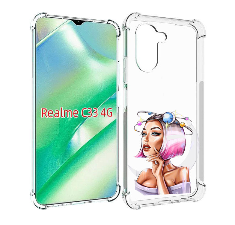 

Чехол MyPads девушка-с-планетами-на-голове женский для Realme C33 4G, Прозрачный, Tocco