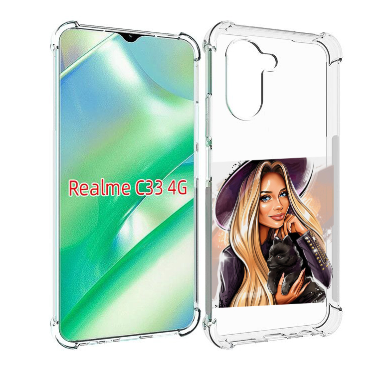 

Чехол MyPads девушка-с-черным-щенком женский для Realme C33 4G, Прозрачный, Tocco