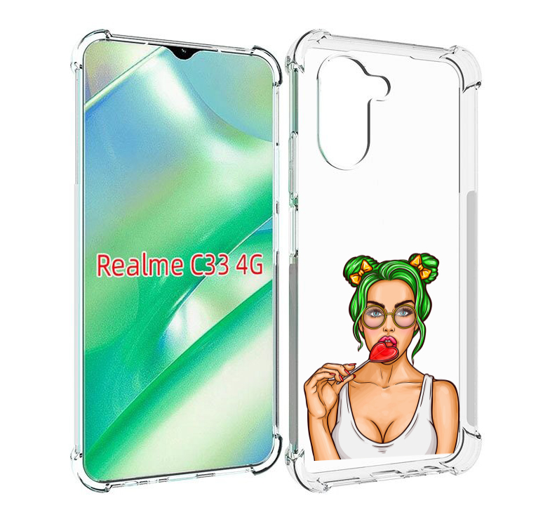 

Чехол MyPads девушка-с-чупачупсом-в-виде-сердца женский для Realme C33 4G, Прозрачный, Tocco