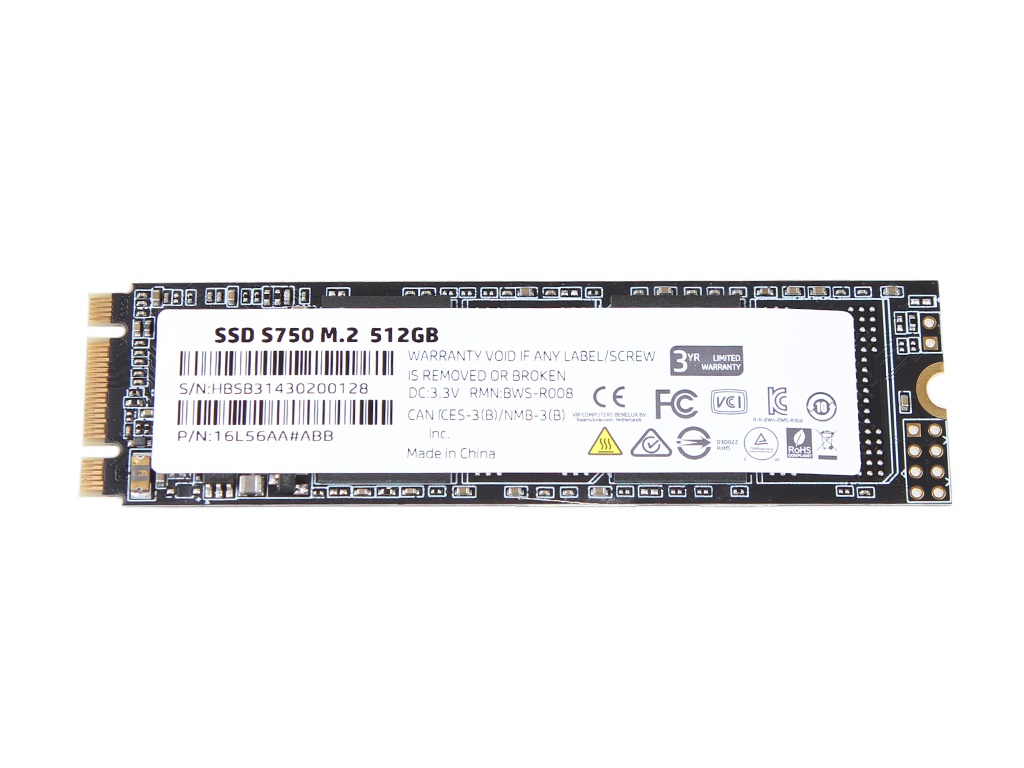 SSD накопитель HP S750 M.2 2280 512 ГБ (16L56AA#ABB)