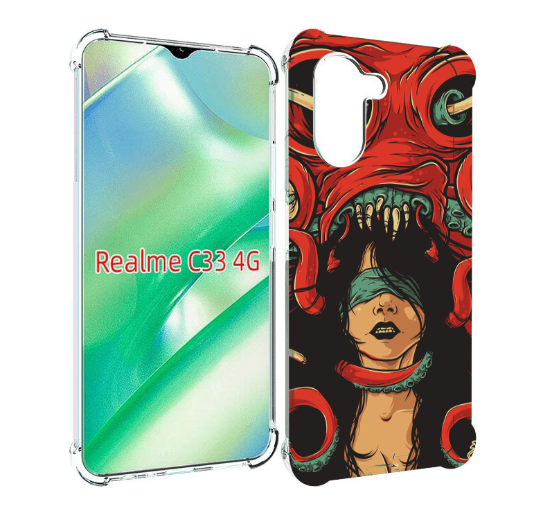 

Чехол MyPads девушку-съедает-осьминог для Realme C33 4G, Прозрачный, Tocco