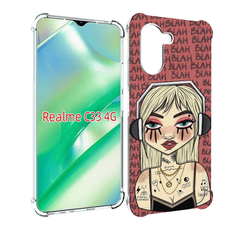 

Чехол MyPads дерзкая-девушка-в-наушниках женский для Realme C33 4G, Прозрачный, Tocco