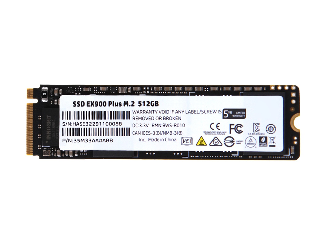 SSD накопитель HP EX900 Plus M.2 2280 512 ГБ (35M33AA#ABB)