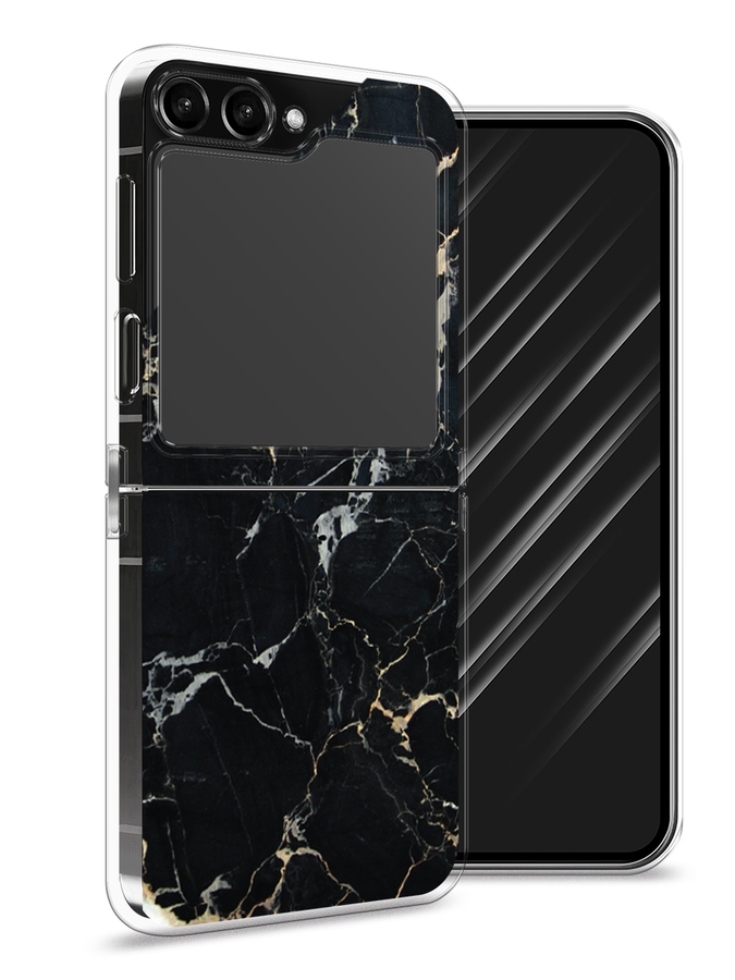 

Чехол Awog на Samsung Galaxy Z Flip 5 "Черный мрамор уголок", Черный;золотистый, 2108350-3