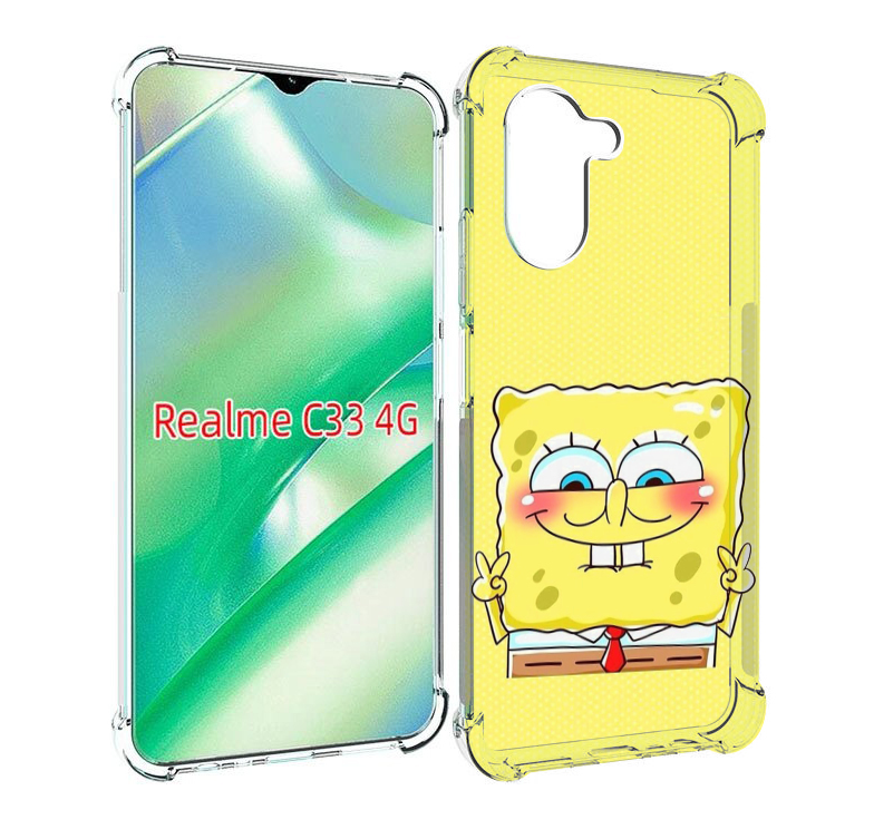 

Чехол MyPads довольный милый спанчбоб для Realme C33 4G, Прозрачный, Tocco