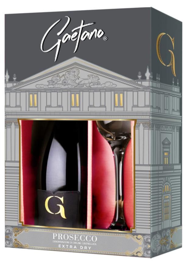 

Вино игристое Gaetano Prosecco Extra Dry белое сухое 750 мл Италия + Бокал