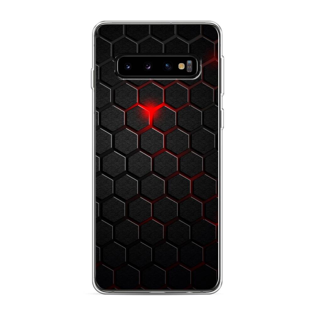 фото Чехол awog "фон соты красные" для samsung galaxy s10